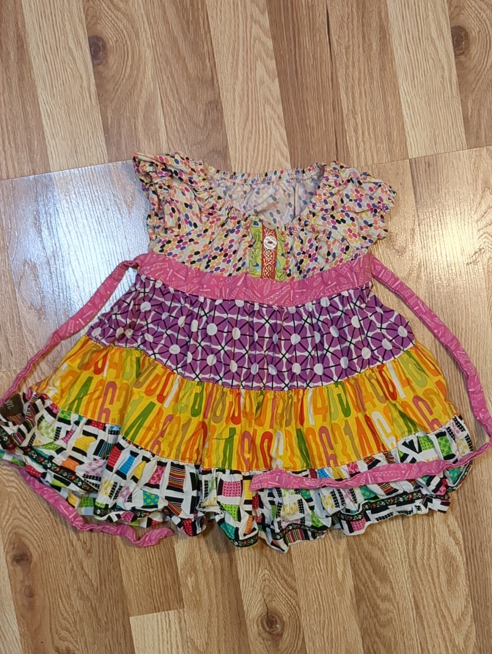 Matilda Jane Platinum Colorful Multi-Pattern Girls' Tiered Dress